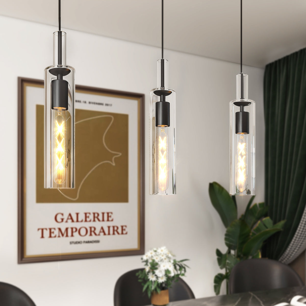 Trio Glass Kitchen Pendant Lights (Set of 3) — product photo 2